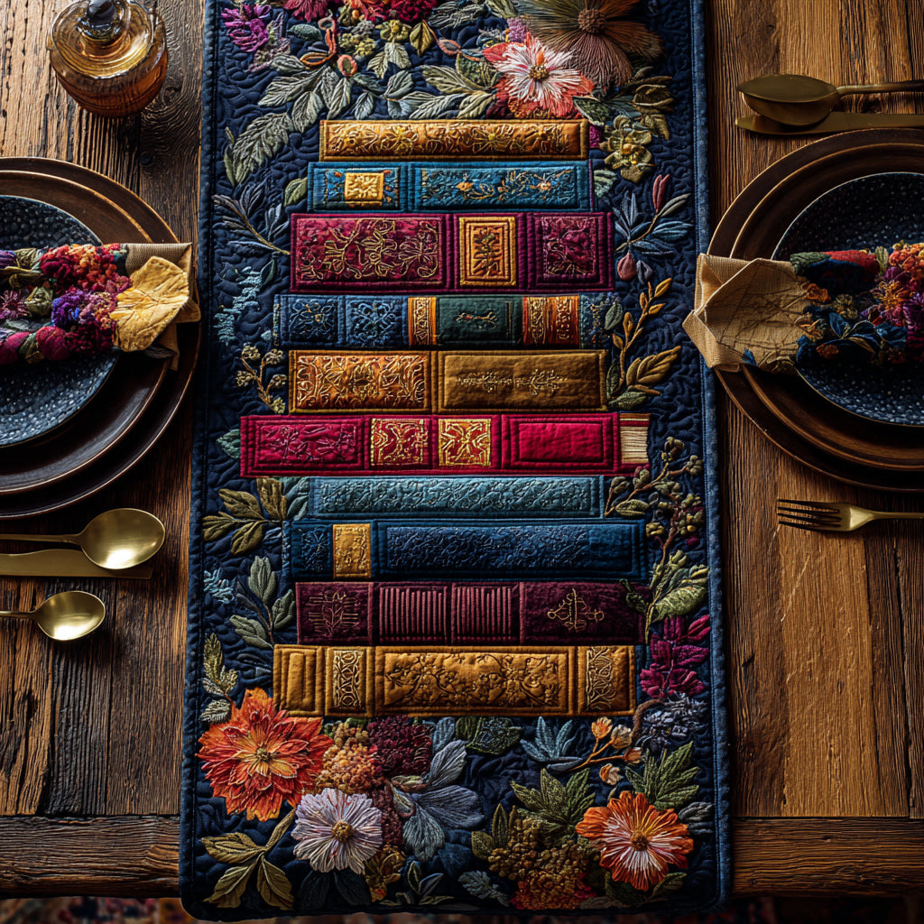 Book Loom Quilted Table Runner NCU0HNH351 – Quiltnest