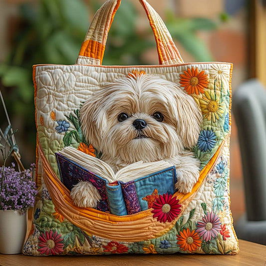 Book Shih Tzu Quilted Tote Bag NCU0NXD712