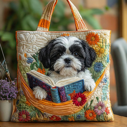 Book Shih Tzu V2 Quilted Tote Bag NCU0NXD712