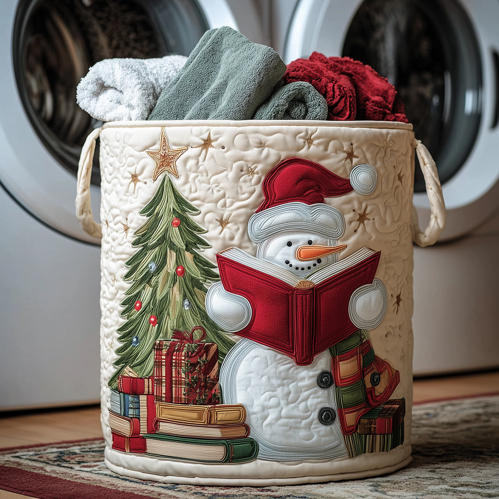 Book Snowman Quilted Laundry Basket NCU0TH3160