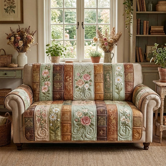Bookish Charm Quilted Sofa Cover NCU0DV2059
