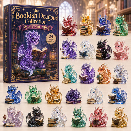 CHRISTMAS KICKOFF 40% OFF - Bookish Dragon Advent Calendar 2026 - 24-Day Festive Countdown, Acrylic Charms Blind Box - Gift For Dragon Lovers