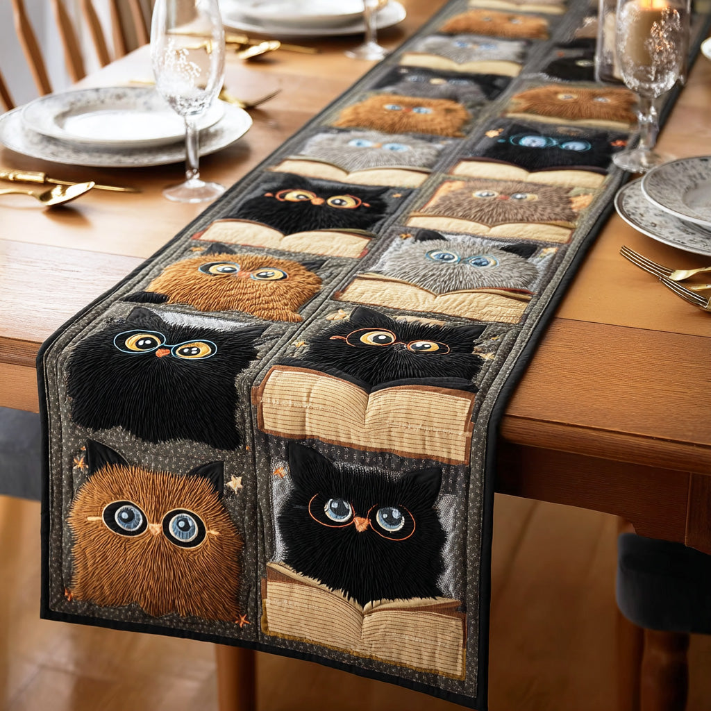 Bookish Kitty Quilted Table Runner NCU0NTD1222