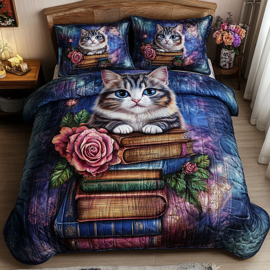 Bookish Paws 3-Piece Quilted Bedding Set NCU0NNT609