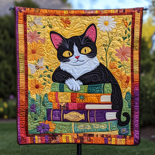 Bookstack Kitty Quilted Blanket NCU0VH252