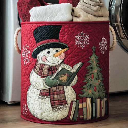 Bookworm Snowman Quilted Laundry Basket NCU0TH3163