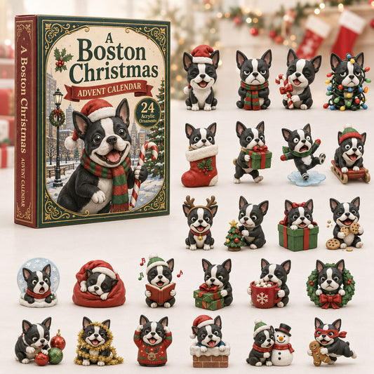 CHRISMAST KICKOFF 40% OFF - Boston Christmas Advent Calendar 2026 - 24-Day Festive Countdown, Acrylic Charms Blind Box - Gift For Dog Lovers AC0TH144