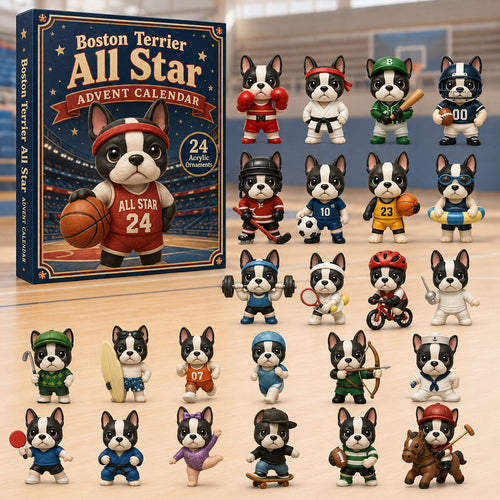 CHRISMAST KICKOFF 40% OFF - Boston Terrier All-Star Advent Calendar 2026 - 24-Day Festive Countdown, Acrylic Charms Blind Box - Gift For Dog Lovers AC0TH145