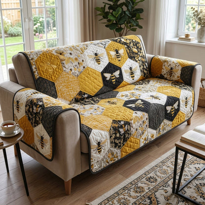 Botanical Bee Bliss Quilted Sofa Cover NCU0HNH1167