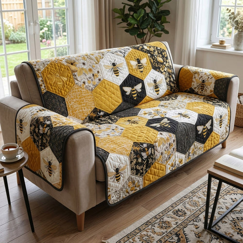 Botanical Bee Bliss Quilted Sofa Cover NCU0HNH1167