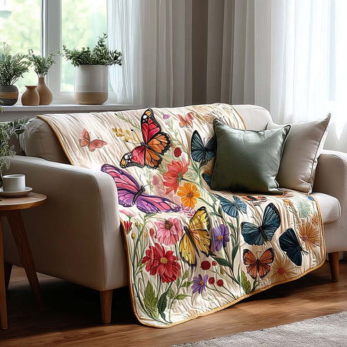 Botanical Butterfly Quilted Blanket NCU0DQQ0163