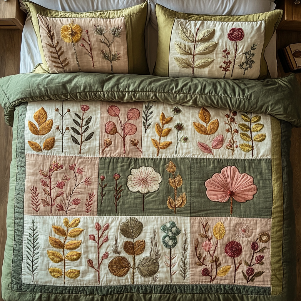 Botanic Quilt Botanical Dream 3-Piece Quilted Bedding Set NCU0DDK473 – Quiltnest