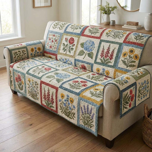 Botanical Gardening Quilted Sofa Cover NCU0HNH962