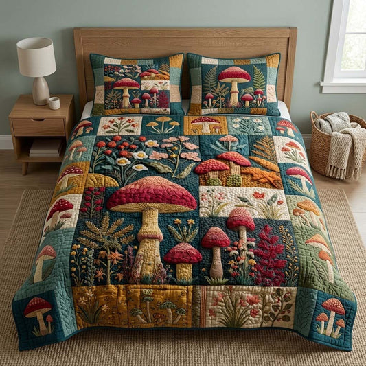 Botanical Toadstool 3-Piece Quilted Bedding Set NCU0DQQ0677