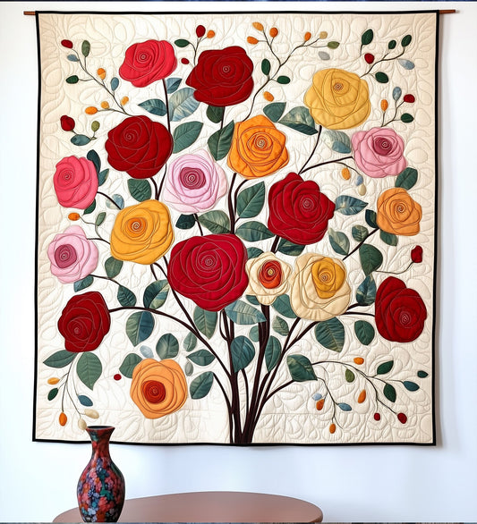 Bouquet of Roses Art Quilt Hanging NCU0PT815
