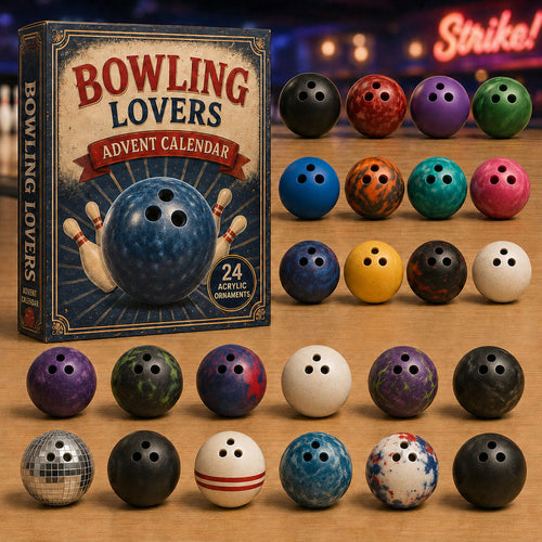 CHRISTMAS KICKOFF 40% OFF - Bowling Balls Advent Calendar 2026 - 24-Day Festive Countdown, Acrylic Charms Blind Box - Gift For Bowling Lovers AC0TM054