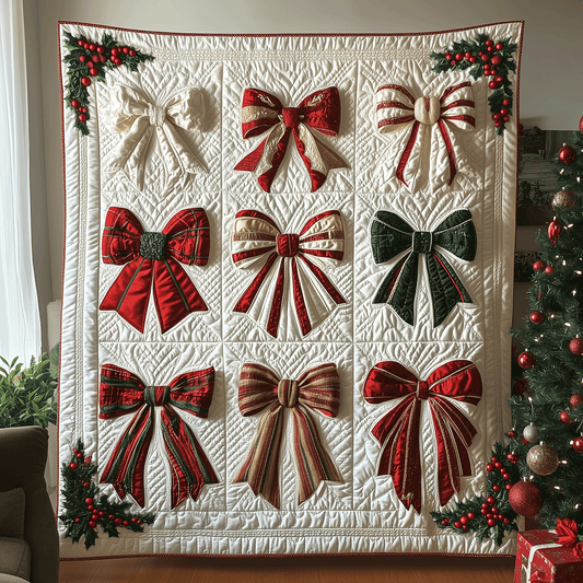 Bowtastic Christmas Quilted Blanket NCU0TH2287