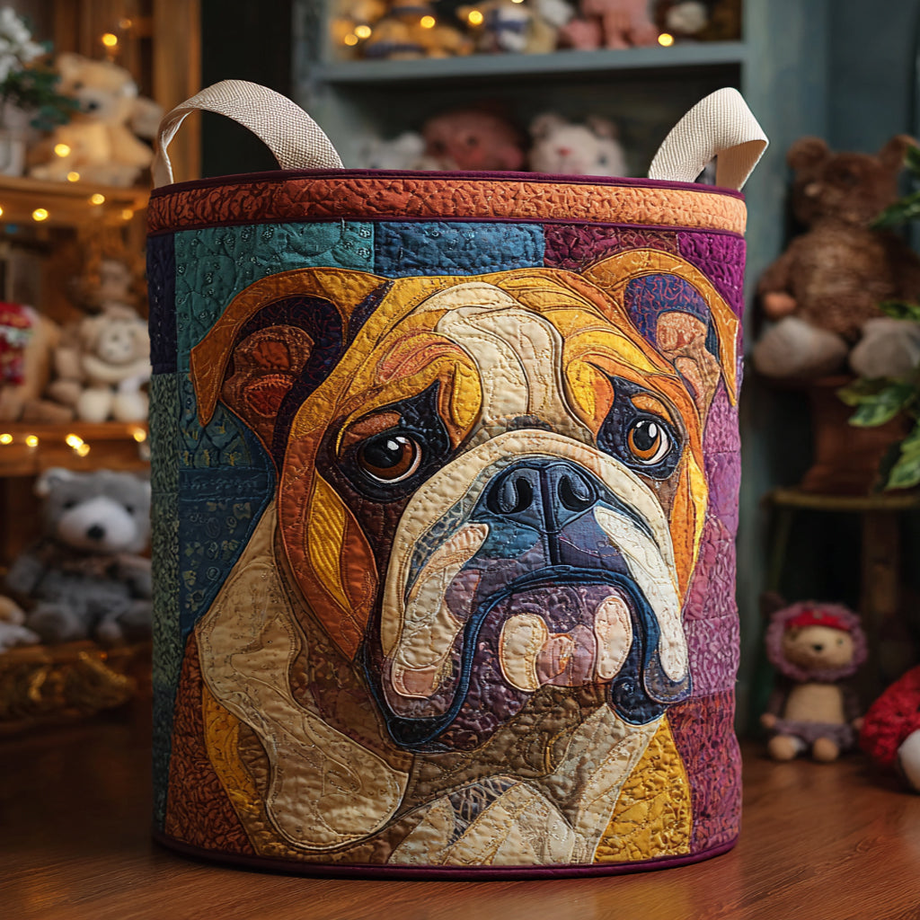 Brave Bulldog Quilted Laundry Basket NCU0DV1097