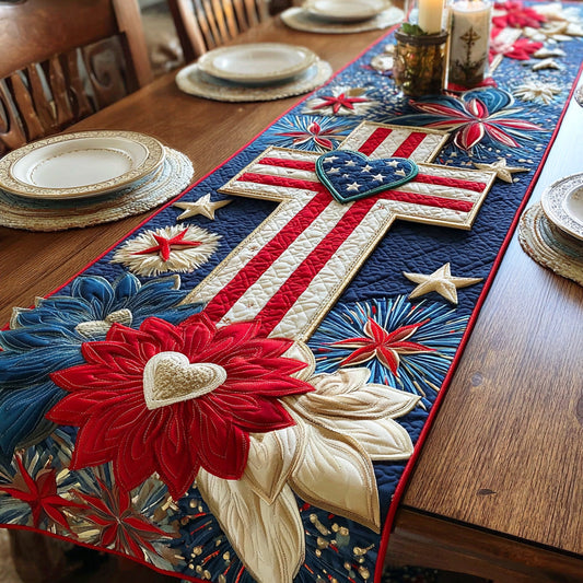 Brave Heart Cross Quilted Table Runner NCU0NTD783