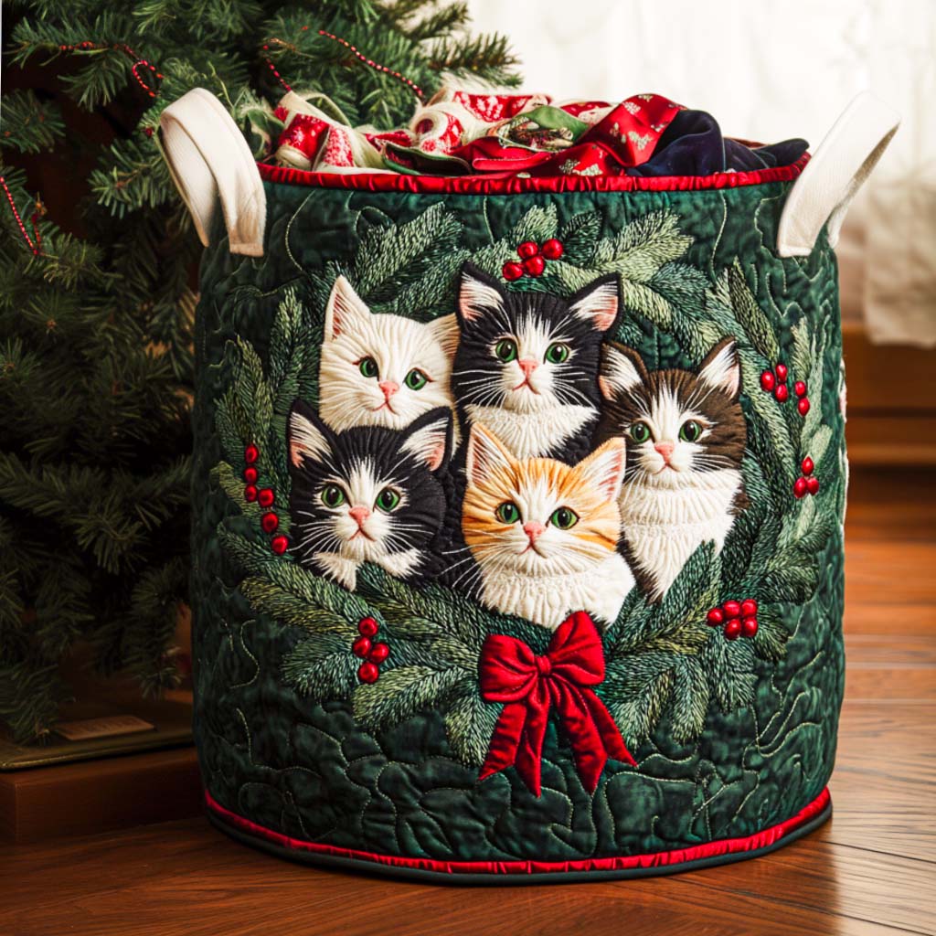 Bright Cat Joy Quilted Laundry Basket NCU0NNT2197