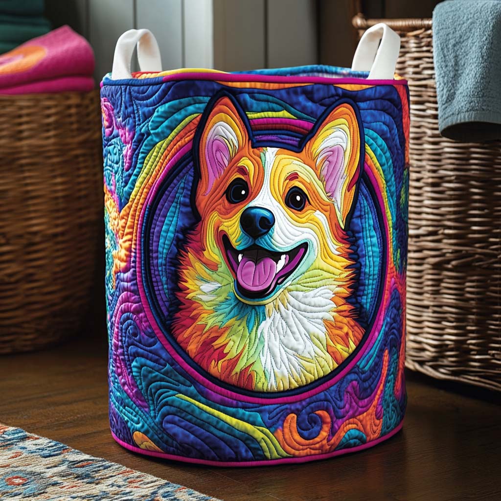 Bright Corgi Quilted Laundry Basket NCU0NXD357