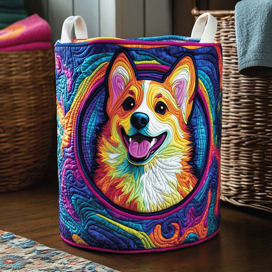 Bright Corgi Quilted Laundry Basket NCU0NXD357