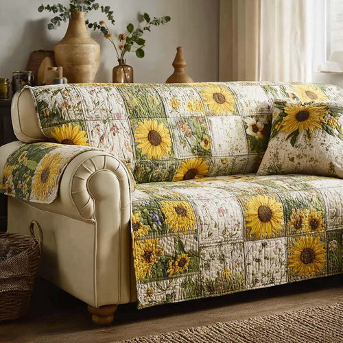 Bright Flower Fields Quilted Sofa Cover NCU0HNH925
