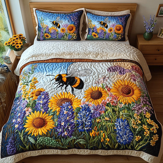 Bright Hive 3-Piece Quilted Bedding Set NCU0DV548