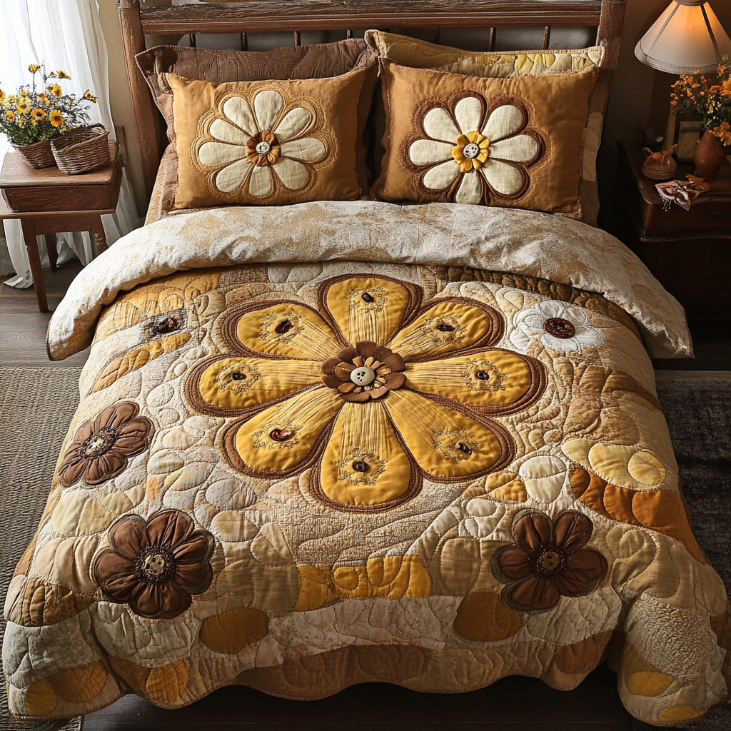 Bright Meadows 3-Piece Quilted Bedding Set NCU0NVH323