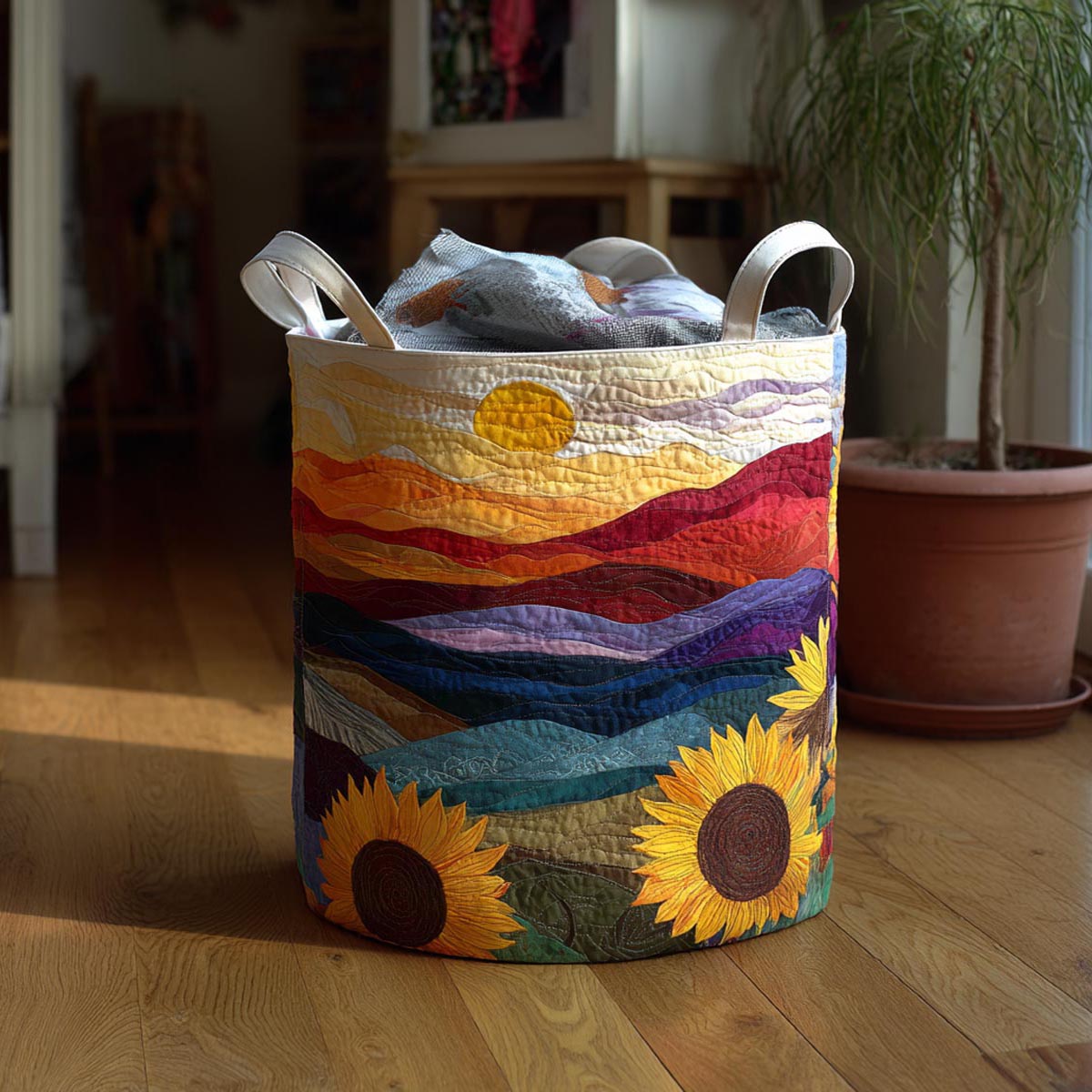 Bright Petals Quilted Laundry Basket NCU0DV1756