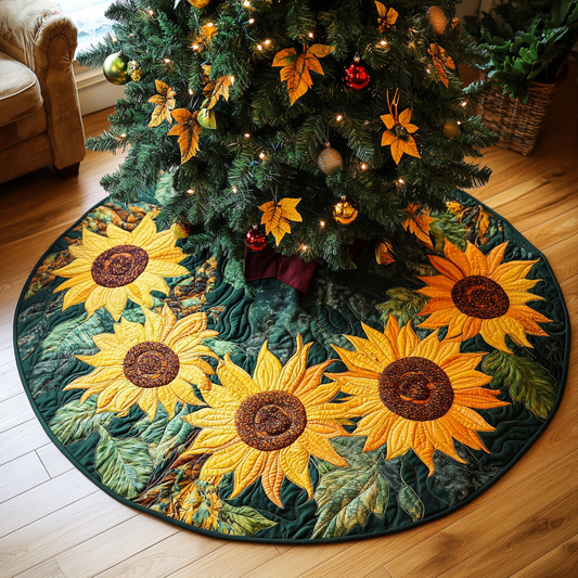 Bright Sunflower Christmas Quilted Tree Skirt NCU0DDK1631