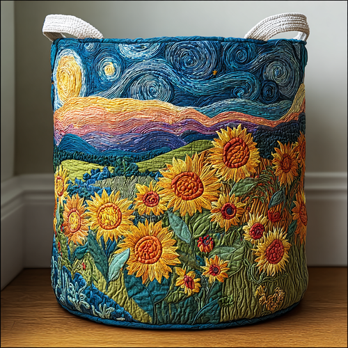 Bright Sunflower Quilted Laundry Basket NCU0DDK1616