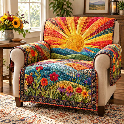 Bright Sunset Poppy Quilted Sofa Cover NCU0HNH1343
