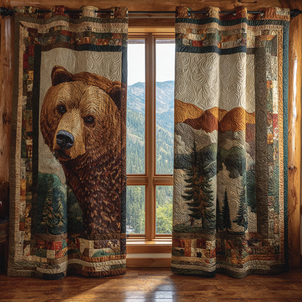 Brown Bear Haven Quilted Curtains NCU0PTT2050