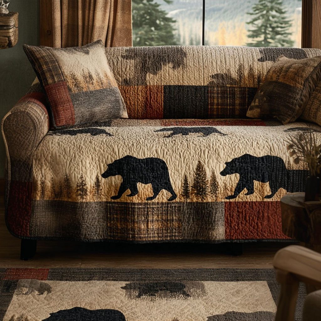 Brown Bear Quilted Sofa Cover NCU0NNT2742