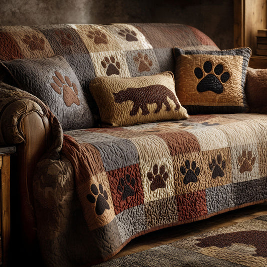 Brown Paws Quilted Sofa Cover NCU0NNT2823