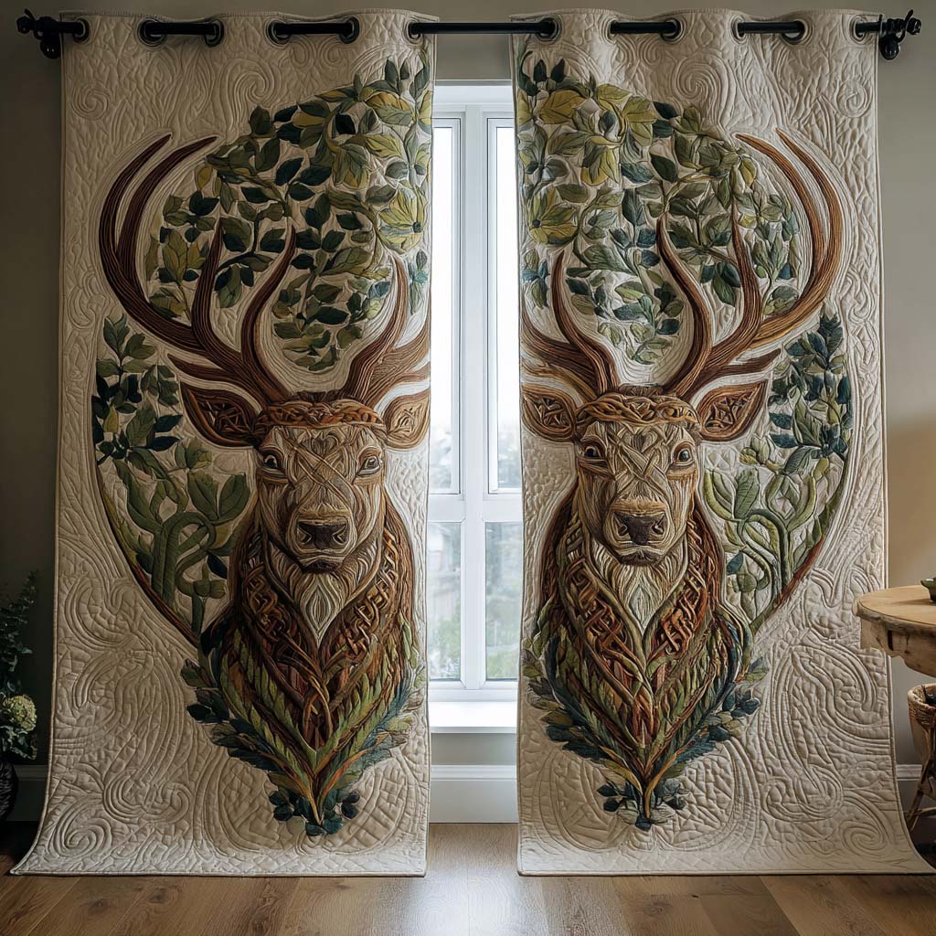 Buck and Leaves Quilted Curtains NCU0NNT2321