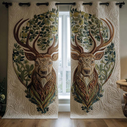 Buck and Leaves Quilted Curtains NCU0NNT2321