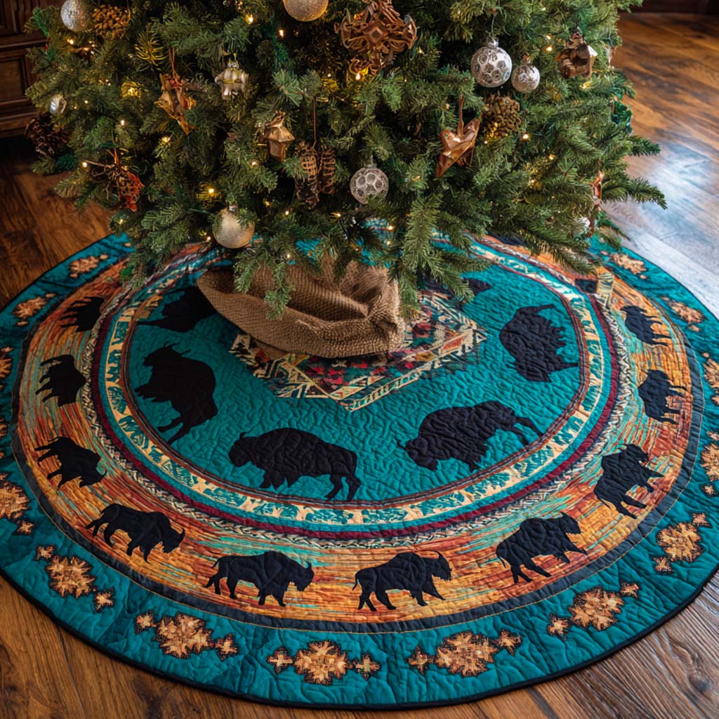 Buffalo Prairie Circle Quilted Tree Skirt NCU0NXD1035
