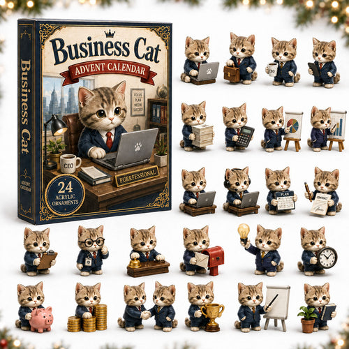 CHRISTMAS KICKOFF 40% OFF - Business Cat Advent Calendar 2026 - 24-Day Festive Countdown, Acrylic Charms Blind Box - Gift For Cat Lovers