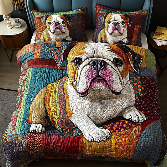 Bulldog Buddy 3-Piece Quilted Bedding Set NCU0PTT471