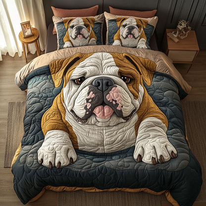 Bulldog Charm 3-Piece Quited Bedding Set NCU0NNT824