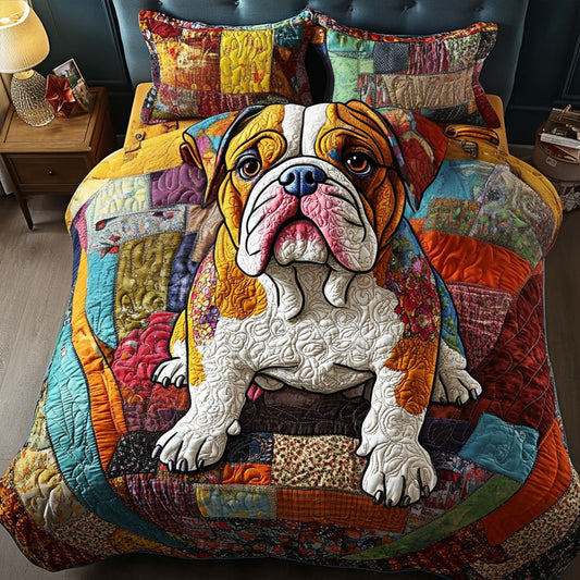 Bulldog Companions 3-Piece Quilted Bedding Set NCU0PTT472