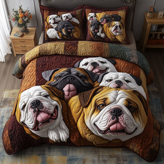 Bulldog Companionship 3-Piece Quilted Bedding Set NCU0PTT473