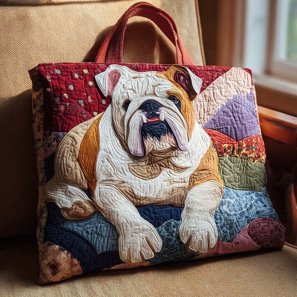 Bulldog Cuddle Quilted Tote Bag NCU0PTT1825