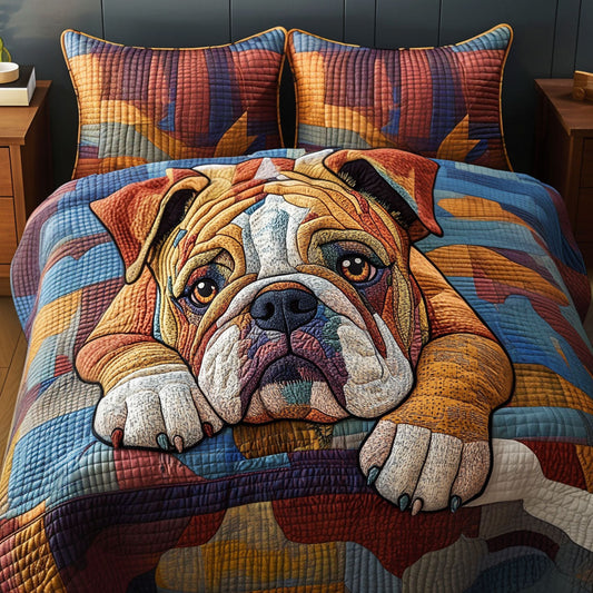 Bulldog Cuddler 3-Piece Quilted Bedding Set NCU0PTT474