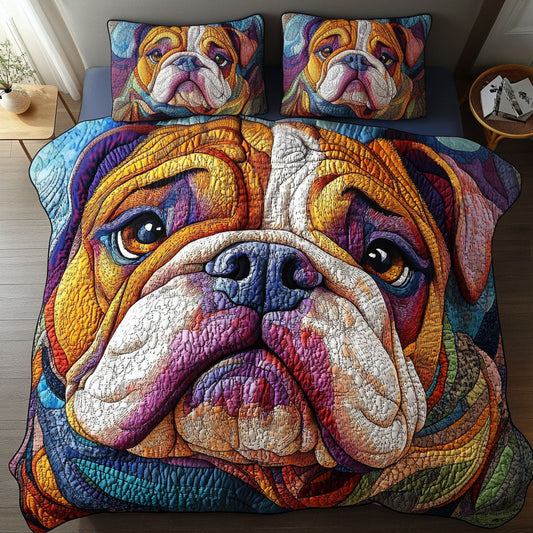 Bulldog Doodle Dreams 3-Piece Quited Bedding Set NCU0NNT825