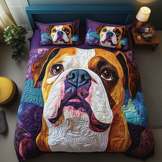 Bulldog Dreams 3-Piece Quilted Bedding Set NCU0PTT413
