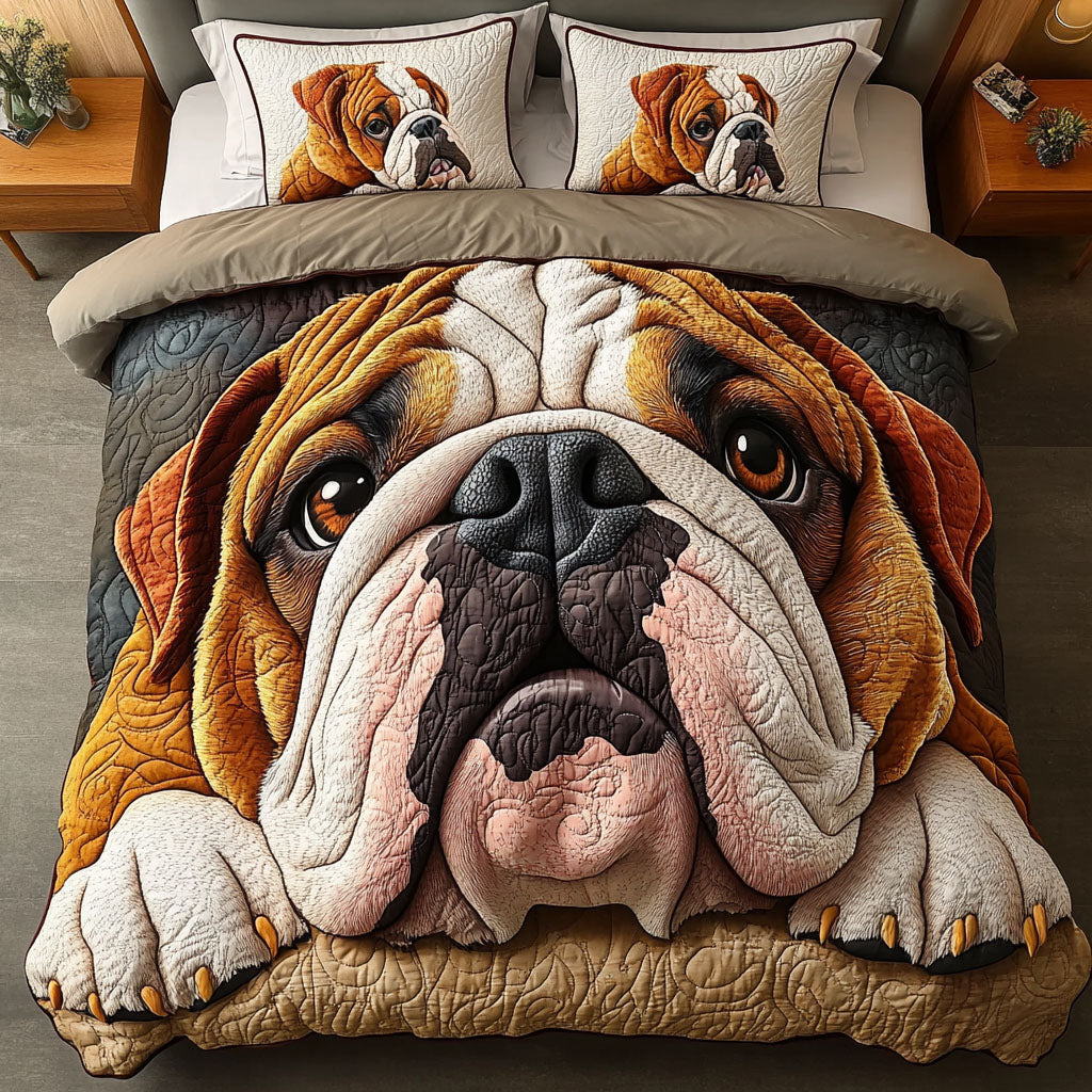 Bulldog Eyes 3-Piece Quilted Bedding Set NCU0PTT476
