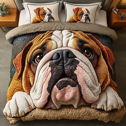 Bulldog Eyes 3-Piece Quilted Bedding Set NCU0PTT476